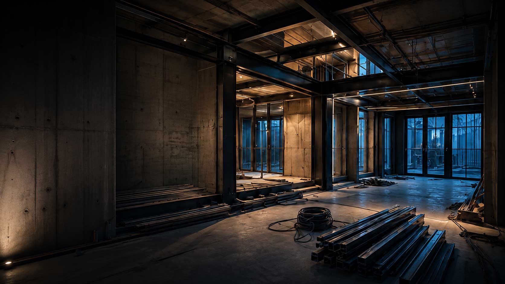 Renovatieproject met zichtbare staalstructuur